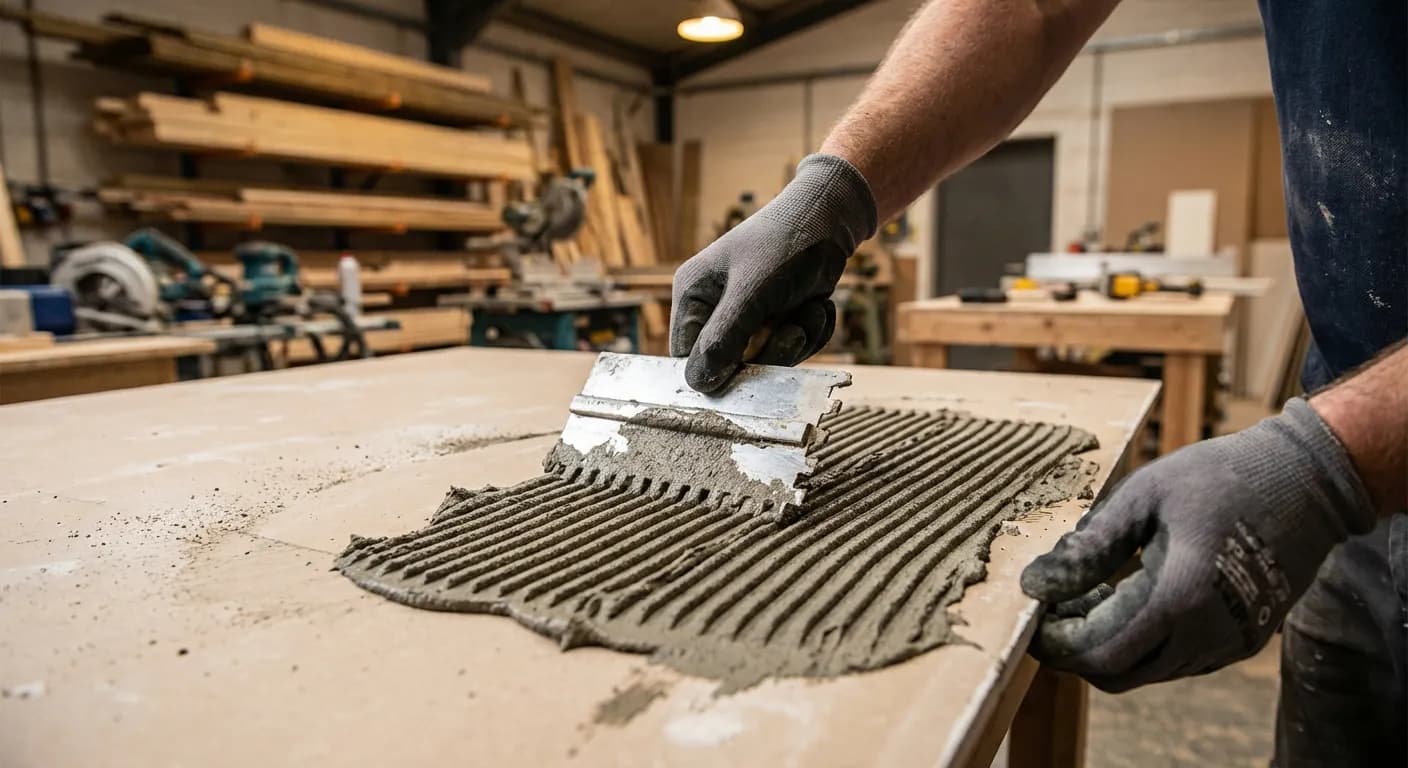 Technique d'encollage par plots pour plaques de plâtre