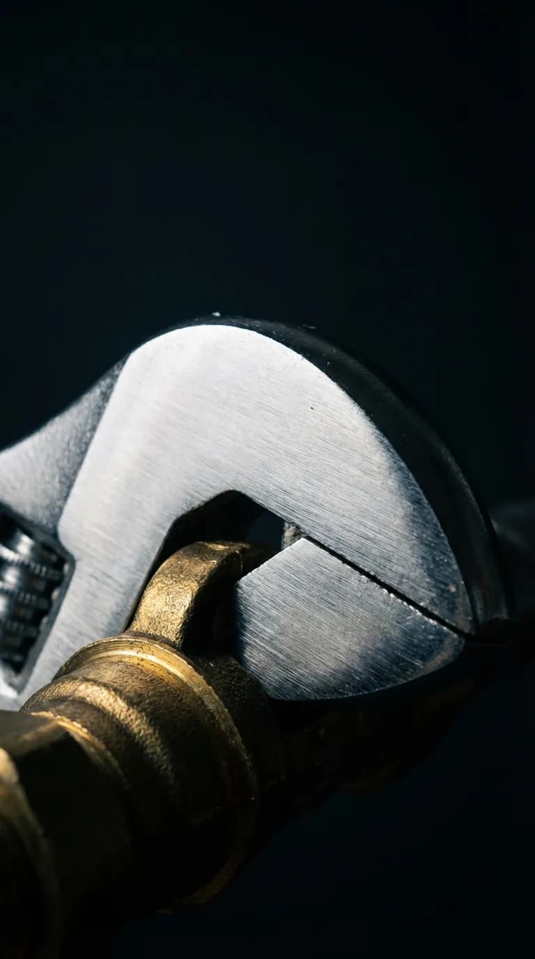 Icône de réparation d'une vanne de chauffage avec une clé