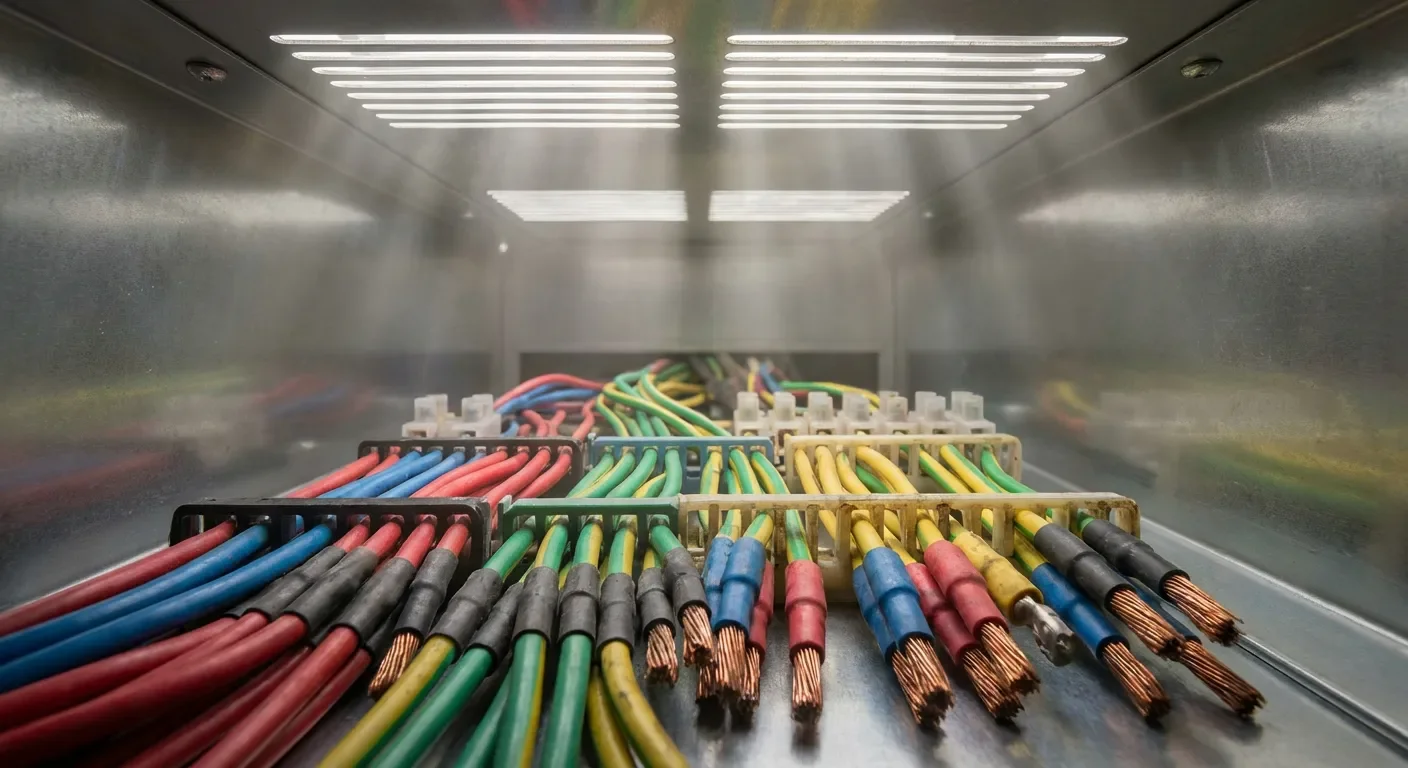 Organisation rigoureuse des câbles et raccordements électriques GTL